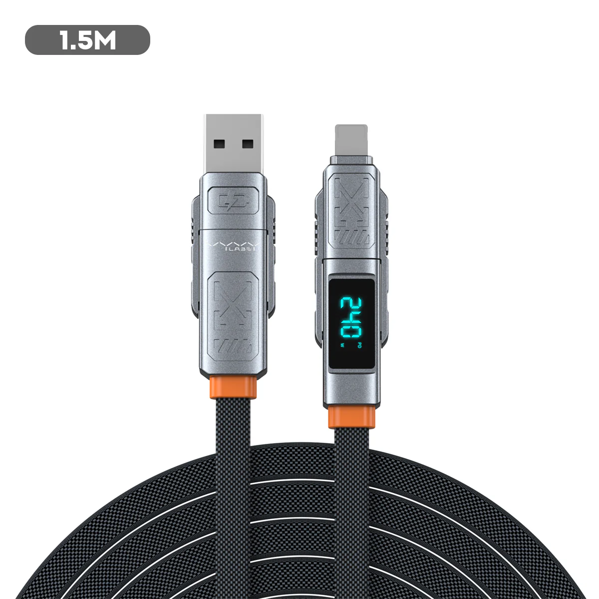 Vyvylabs Stellar 4-in-1 Fast Charging Cable 240W USB to C+L / Type-C to C+L 1.5M (Dark Grey) (VCXQ-DGY)