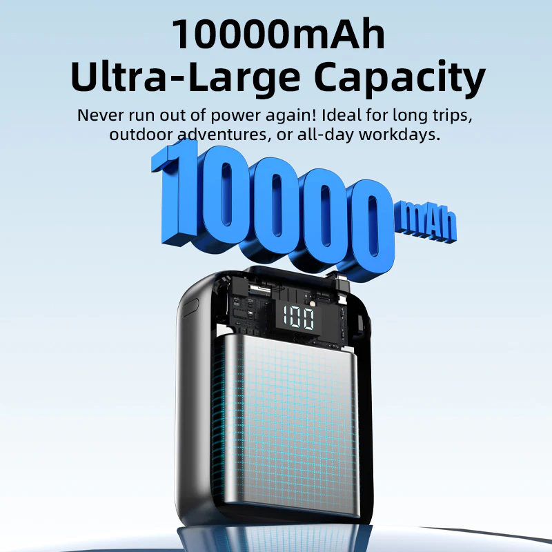 Vyvylabs SwiftPow Power Bank 10000mAh 22.5W with Dual Cable C+L (Black) (XG-D930-BK) - Image 4