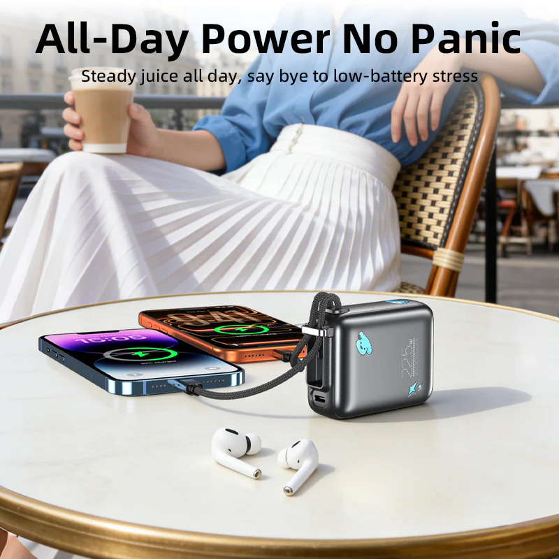 Vyvylabs SwiftPow Power Bank 10000mAh 22.5W with Dual Cable C+L (Black) (XG-D930-BK) - Image 6