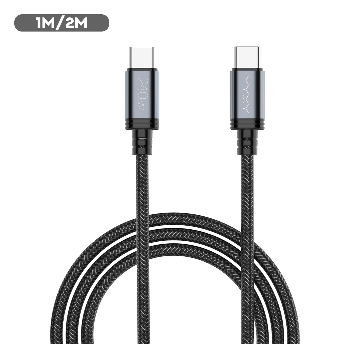 Vyvylabs Windrush Series Fast Charging Data Cable Type-C to Type-C 240W (1M, 2M) (Black) (VCFCCC1-BK, VCFCCC2-BK)