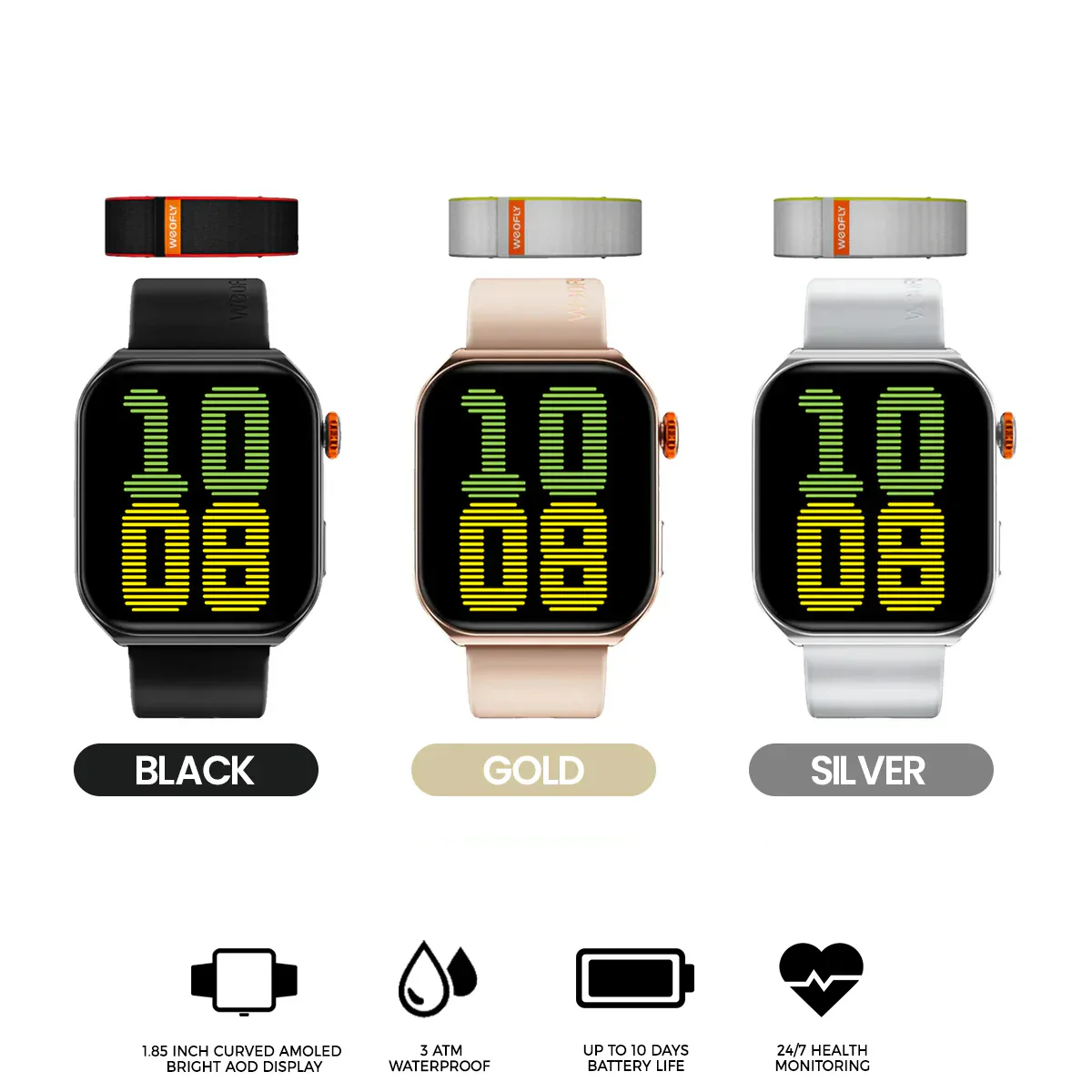 Weofly Edge 2 Smartwatch (Black, Gold, Silver) (WFEG625BL, WFEG625GD, WFEG625SL)