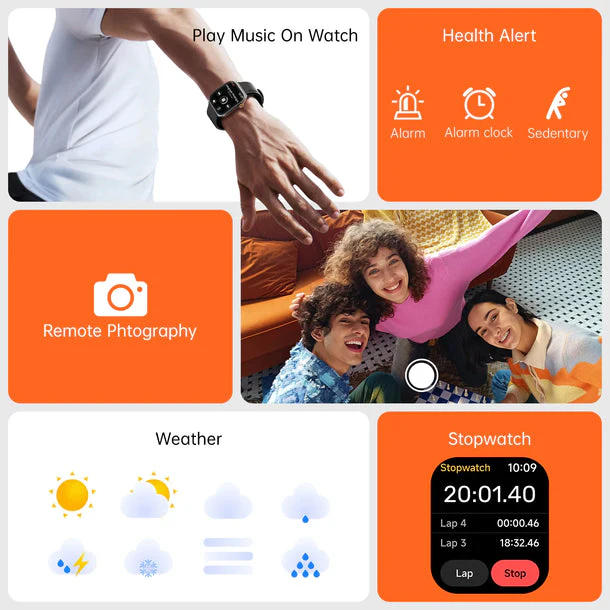 Weofly Edge 2 Smartwatch (Black, Gold, Silver) (WFEG625BL, WFEG625GD, WFEG625SL) - Image 8