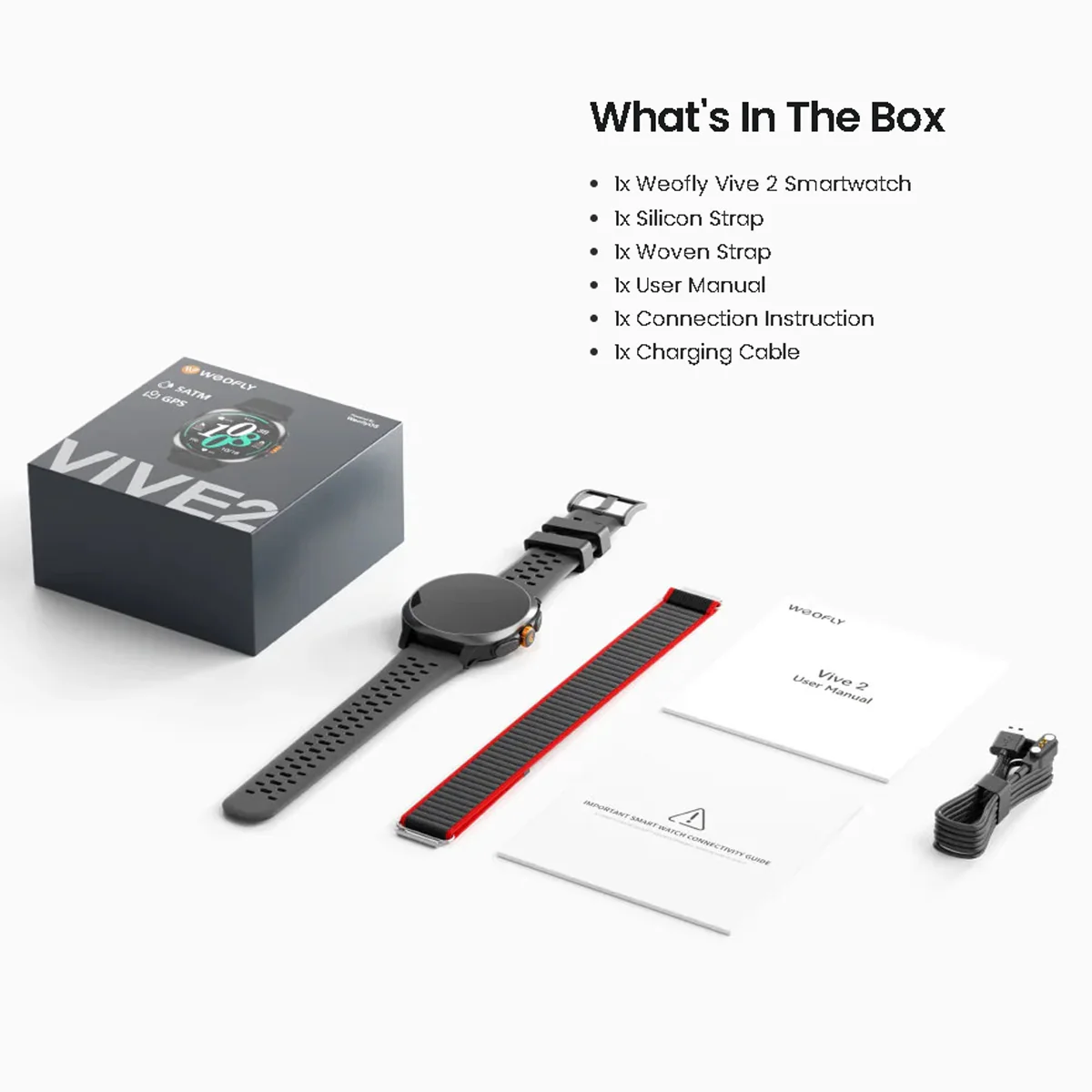 Weofly Vive 2 Smartwatch (Black, Silver) (WFVV708BL, WFVV708SL) - Image 2