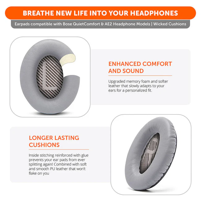 Wicked Cushions Bose QC 35 Replacement Ear Pads (Black, Midnight Blue, Silver, Geo Grey, Snow Camo, Black Camo, 90s White, 90s Black) (DW-EUAI-QYAW, ZI-3M67-96O0, 4B-NWTC-V89C, TI-AZM0-J0JH, OC-90BK-QG4D, Z7-YSOW-KHPB, BoseQC35-90W, BoseQC35-90B) - Image 16