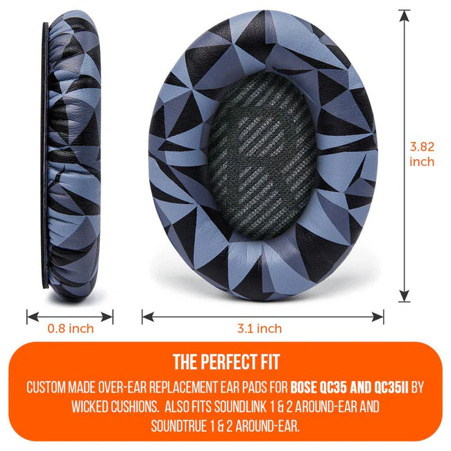 Wicked Cushions Bose QC 35 Replacement Ear Pads (Black, Midnight Blue, Silver, Geo Grey, Snow Camo, Black Camo, 90s White, 90s Black) (DW-EUAI-QYAW, ZI-3M67-96O0, 4B-NWTC-V89C, TI-AZM0-J0JH, OC-90BK-QG4D, Z7-YSOW-KHPB, BoseQC35-90W, BoseQC35-90B) - Image 20