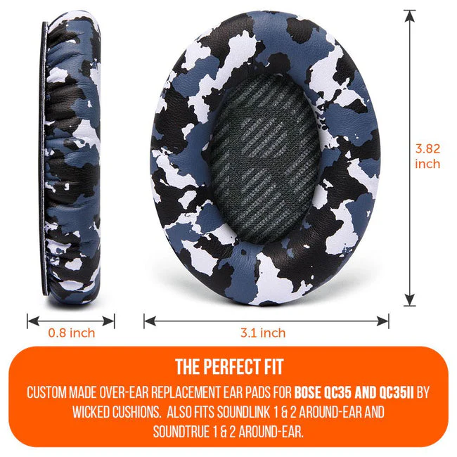Wicked Cushions Bose QC 35 Replacement Ear Pads (Black, Midnight Blue, Silver, Geo Grey, Snow Camo, Black Camo, 90s White, 90s Black) (DW-EUAI-QYAW, ZI-3M67-96O0, 4B-NWTC-V89C, TI-AZM0-J0JH, OC-90BK-QG4D, Z7-YSOW-KHPB, BoseQC35-90W, BoseQC35-90B) - Image 25
