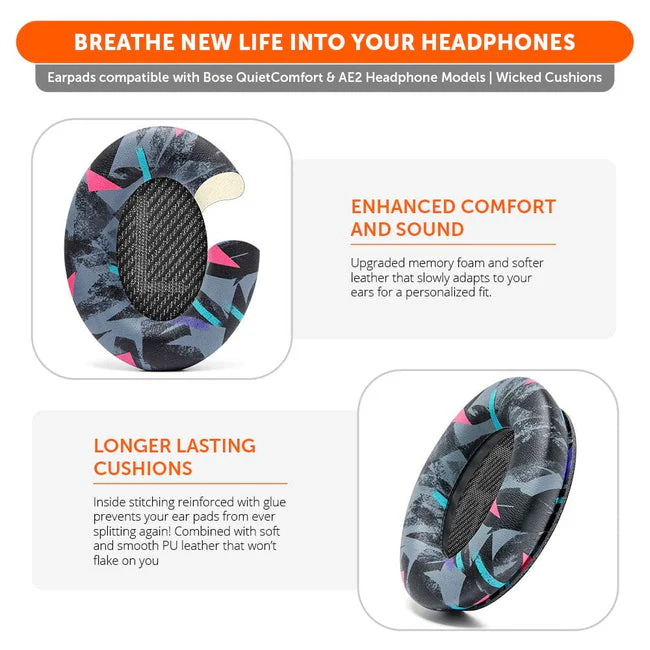 Wicked Cushions Bose QC 35 Replacement Ear Pads (Black, Midnight Blue, Silver, Geo Grey, Snow Camo, Black Camo, 90s White, 90s Black) (DW-EUAI-QYAW, ZI-3M67-96O0, 4B-NWTC-V89C, TI-AZM0-J0JH, OC-90BK-QG4D, Z7-YSOW-KHPB, BoseQC35-90W, BoseQC35-90B) - Image 37