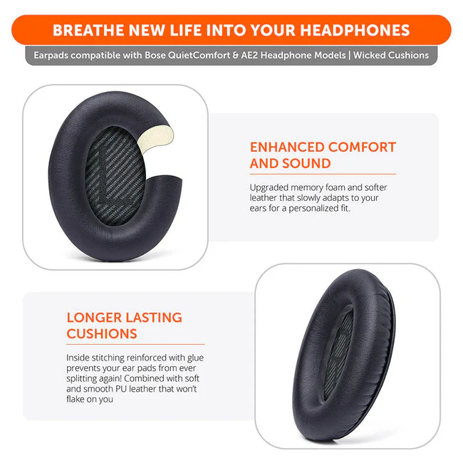 Wicked Cushions Bose QC 35 Replacement Ear Pads (Black, Midnight Blue, Silver, Geo Grey, Snow Camo, Black Camo, 90s White, 90s Black) (DW-EUAI-QYAW, ZI-3M67-96O0, 4B-NWTC-V89C, TI-AZM0-J0JH, OC-90BK-QG4D, Z7-YSOW-KHPB, BoseQC35-90W, BoseQC35-90B) - Image 6