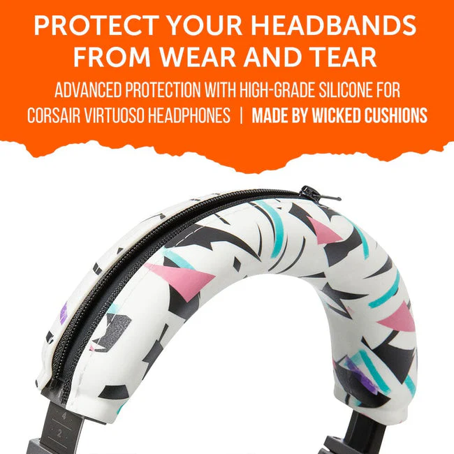 Wicked Cushions Corsair Virtuoso Silicone Headband Cover - WC BandZ Virtuoso (90s Black, 90s White) - Image 5
