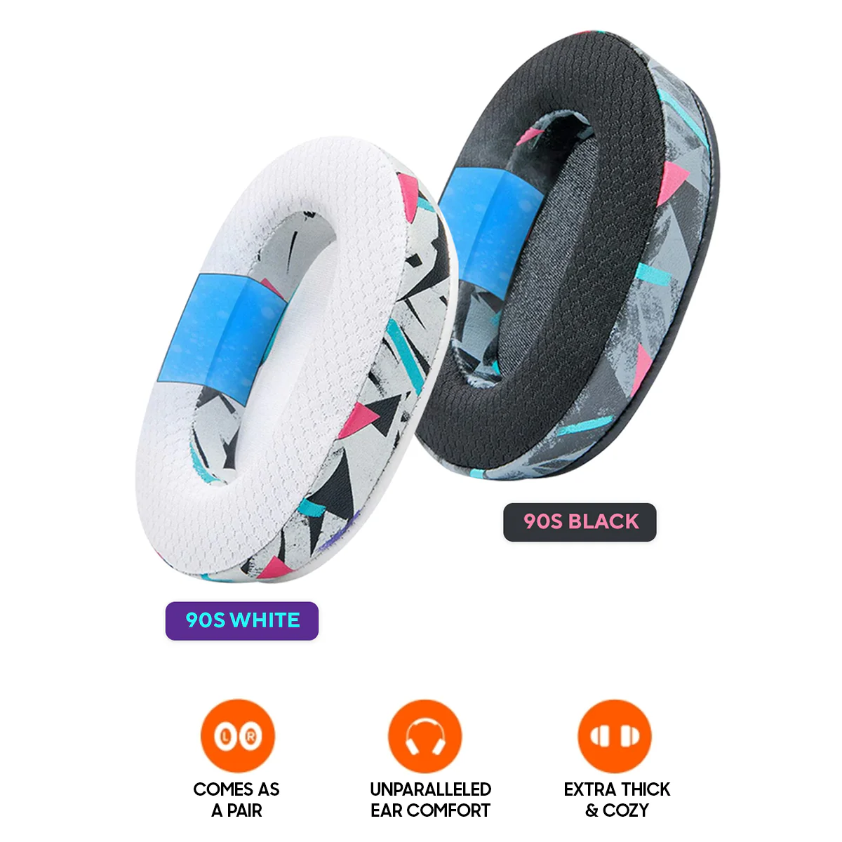 Wicked Cushions Sony Earpads - WC FreeZe Cooling Gel (90s Black, 90s White)