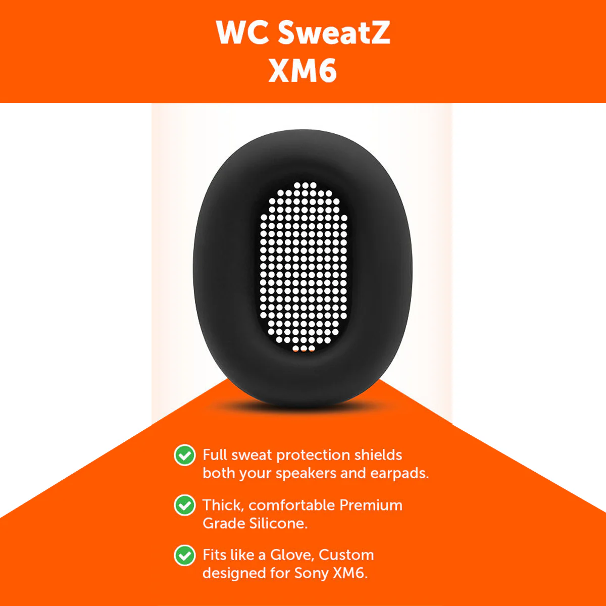 Wicked Cushions Sony WH-1000XM6 Earpad Sweat Covers - WC SweatZ XM6 (90s Black, Black Camo, Black, Midnight Blue, Platinum Silver) - Image 5