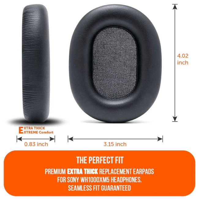Wicked Cushions Upgraded Sony WH-1000XM5 Replacement Ear Pads (Black, 90s Black, Geo Grey, Silver, Blue, Black Camo) - Image 5