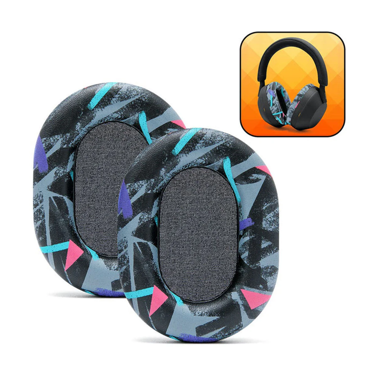 Wicked Cushions Upgraded Sony WH-1000XM5 Replacement Ear Pads (Black, 90s Black, Geo Grey, Silver, Blue, Black Camo) - Image 8