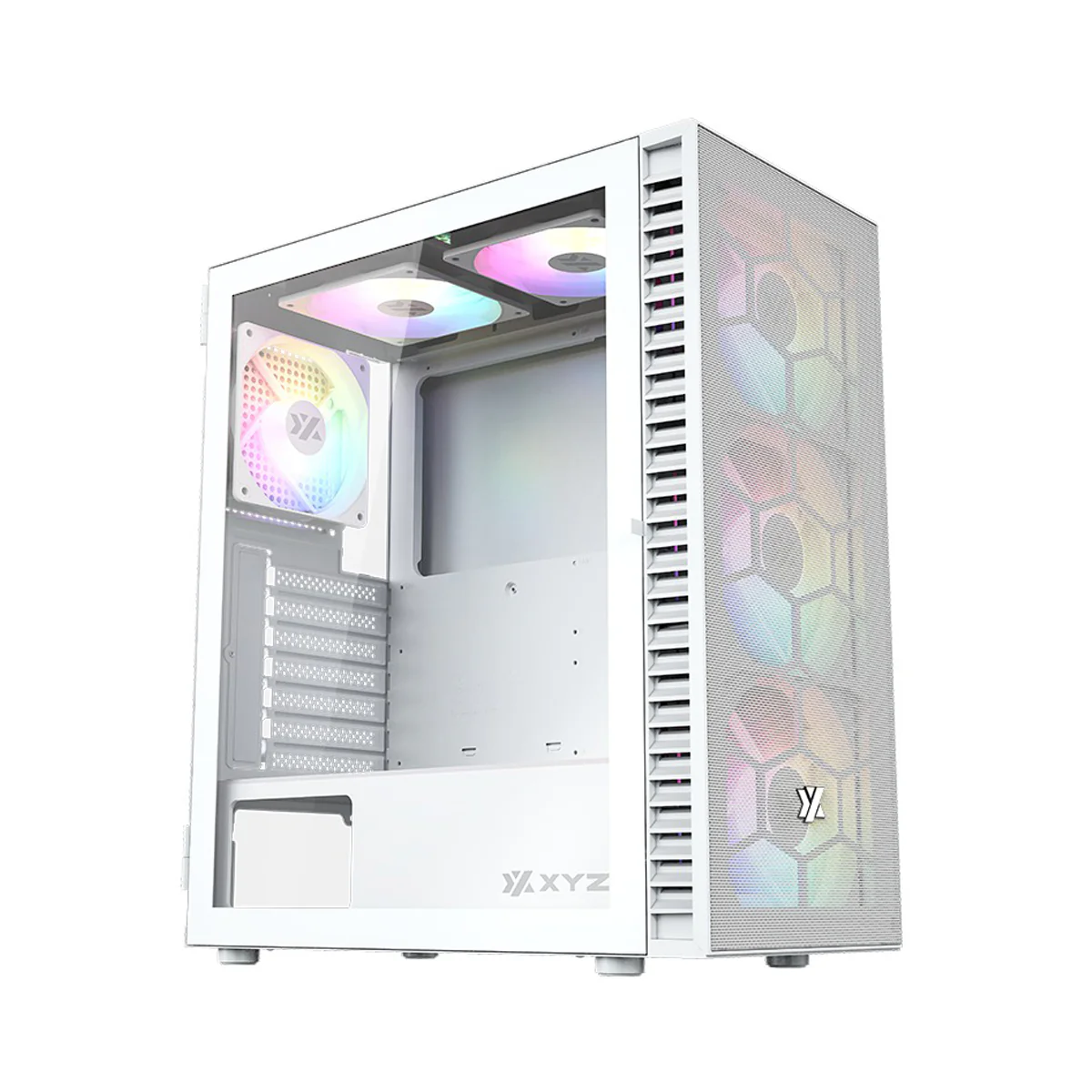 XYZ Airone 100 Mesh ATX PC Case with 6 Pre-Installed 120mm/140mm Airpulse 100 ARGB Fans (White) (X-CS-AIRONE1M-W) (XYZ-SA-805) - Image 9
