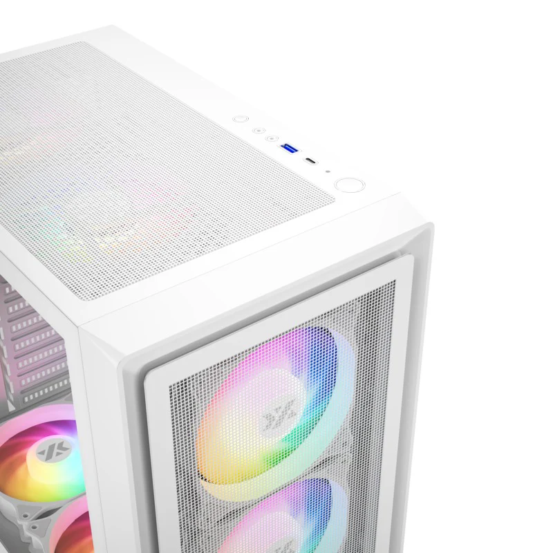 XYZ Airone 100 X Mesh ATX PC Case with 6 Pre-installed 120mm ARGB Fans (Black, White) - Image 17
