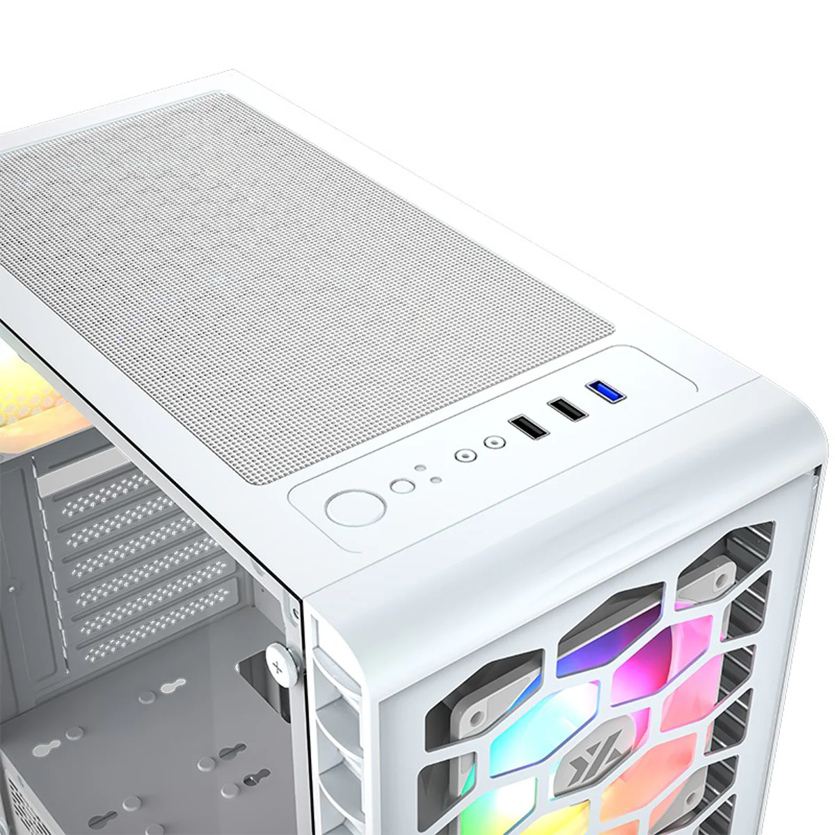 XYZ Airone 300 Glass Edition ATX PC Case with 6 Pre-Installed 120mm Airplus 100 ARGB Fans (White) (X-CS-AIRONE3G-3W) (XYZ-SA-817) - Image 8