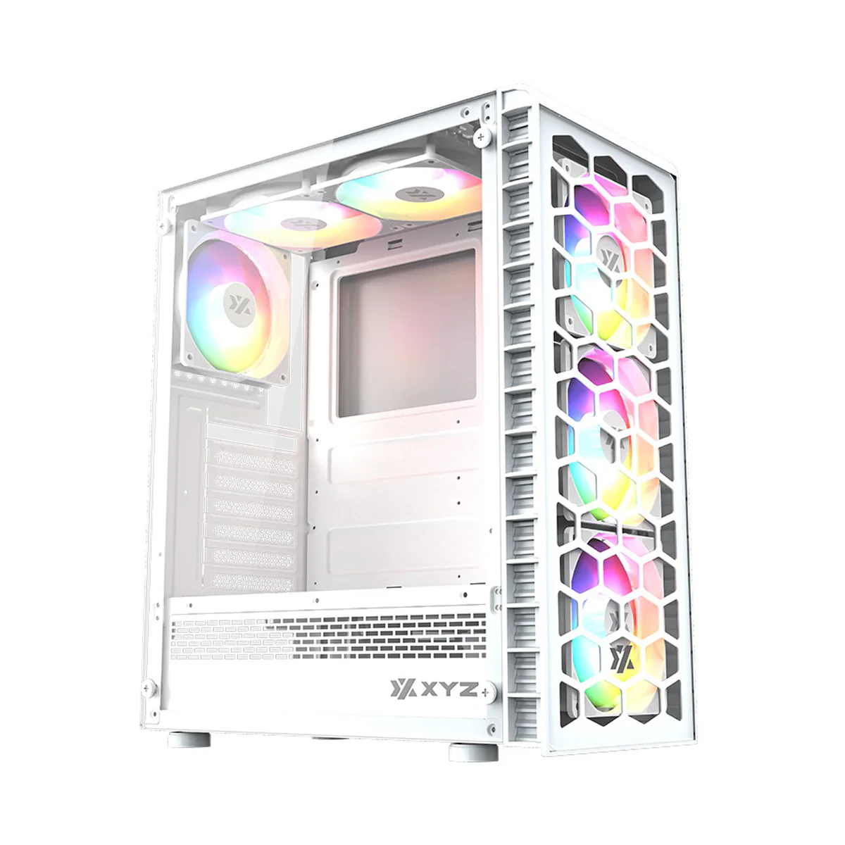 XYZ Airone 300 Glass Edition ATX PC Case with 6 Pre-Installed 120mm Airplus 100 ARGB Fans (White) (X-CS-AIRONE3G-3W) (XYZ-SA-817) - Image 9