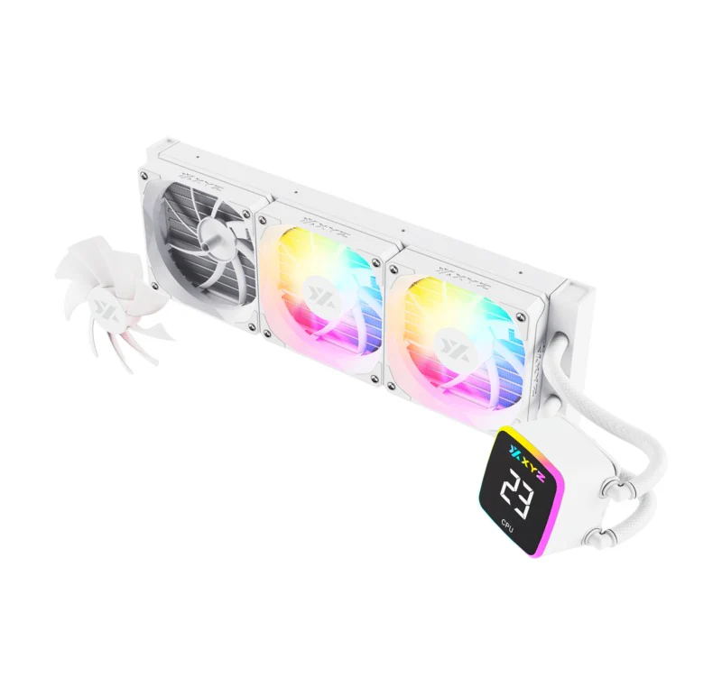 XYZ AquaPulse AIO 360 ARGB Liquid Cooler with Temperature Display (Black, White) - Image 3