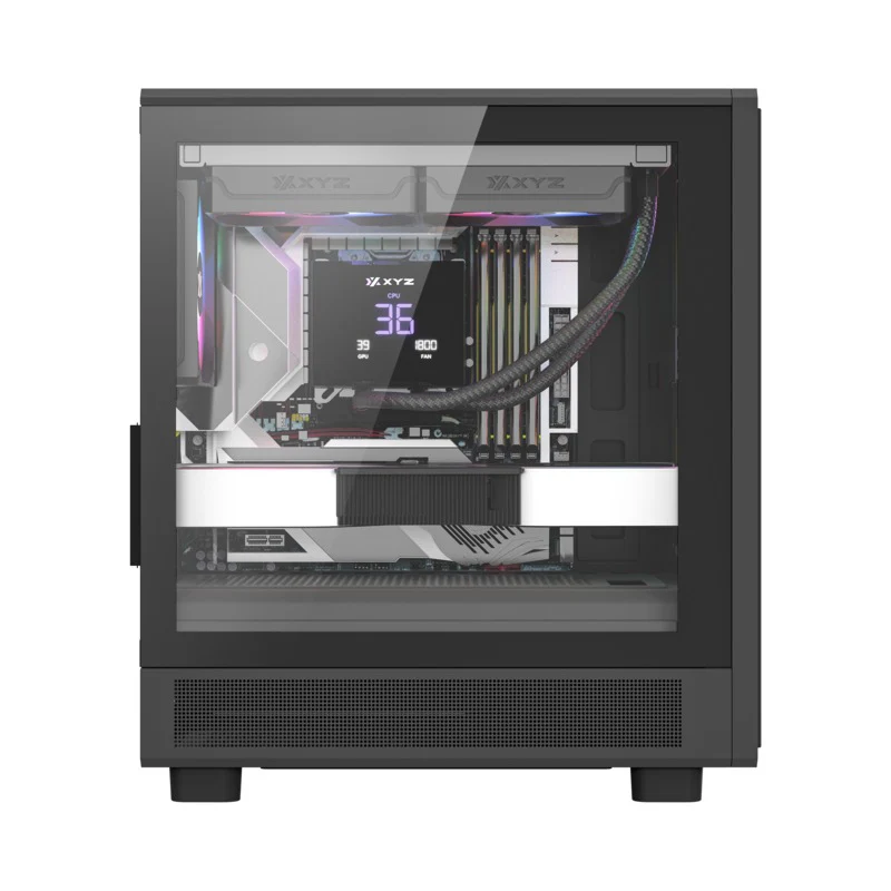 XYZ Atom M-ATX PC Case with 3 Pre-Installed 120mm Pulsar ARGB Fans (Black, White) - Image 3