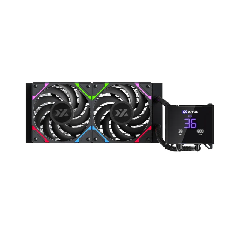 XYZ HydroTemp 240 ARGB Liquid Cooler with Temperature Display (Black, White) - Image 3