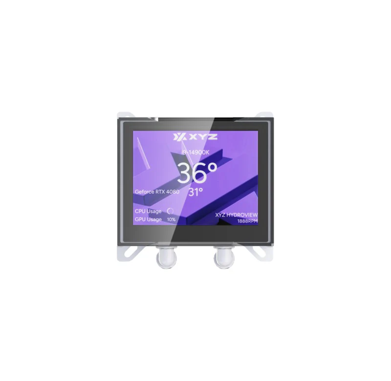 XYZ HydroView AIO 240 ARGB Liquid CPU Cooler with 3.5" LCD Digital Screen, XYZ Nexus Software, 2x Vortex Pro 120mm PWM ARGB Fans (Black, White) - Image 14