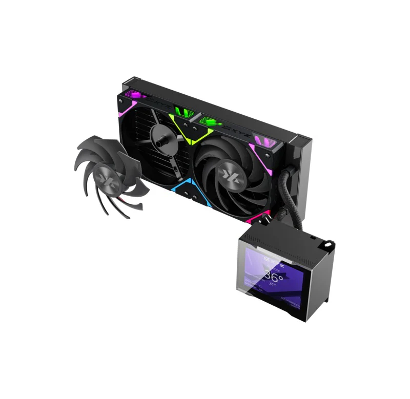 XYZ HydroView AIO 240 ARGB Liquid CPU Cooler with 3.5" LCD Digital Screen, XYZ Nexus Software, 2x Vortex Pro 120mm PWM ARGB Fans (Black, White) - Image 4