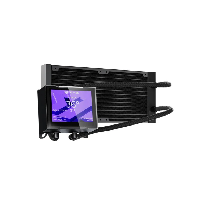 XYZ HydroView AIO 240 ARGB Liquid CPU Cooler with 3.5" LCD Digital Screen, XYZ Nexus Software, 2x Vortex Pro 120mm PWM ARGB Fans (Black, White) - Image 5