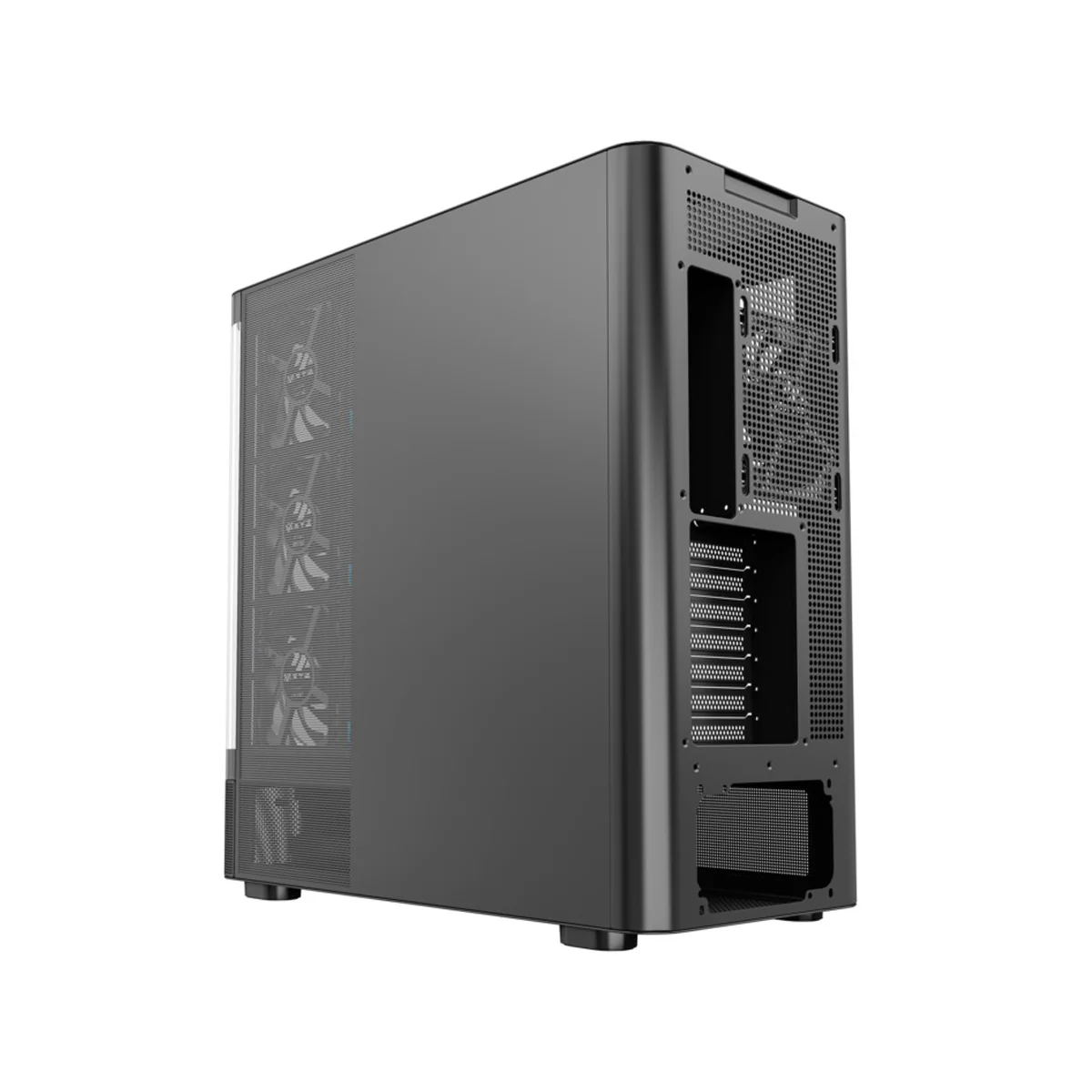 XYZ Quantum Pro ATX Curved Glass Panoramic PC Case with 4 Pre-Installed 120mm/140mm Vortex ARGB Fans & 6.2" (960x360) Smart Display Screen (Black, White) - Image 6