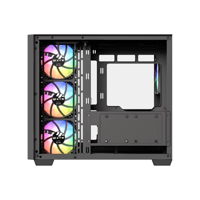 XYZ Qubex ATX PC Case with 4 Pre-Installed 120mm Pulsar ARGB Fans (Black, White) - Image 8