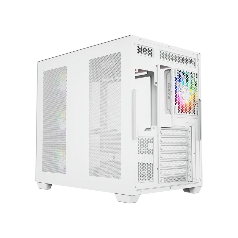 XYZ Tesseract X ATX 2D Glass Panoramic Tempered Glass PC Case with 7 Pre-Installed 120mm Pulsar ARGB PWM Fans (Black, White) - Image 11
