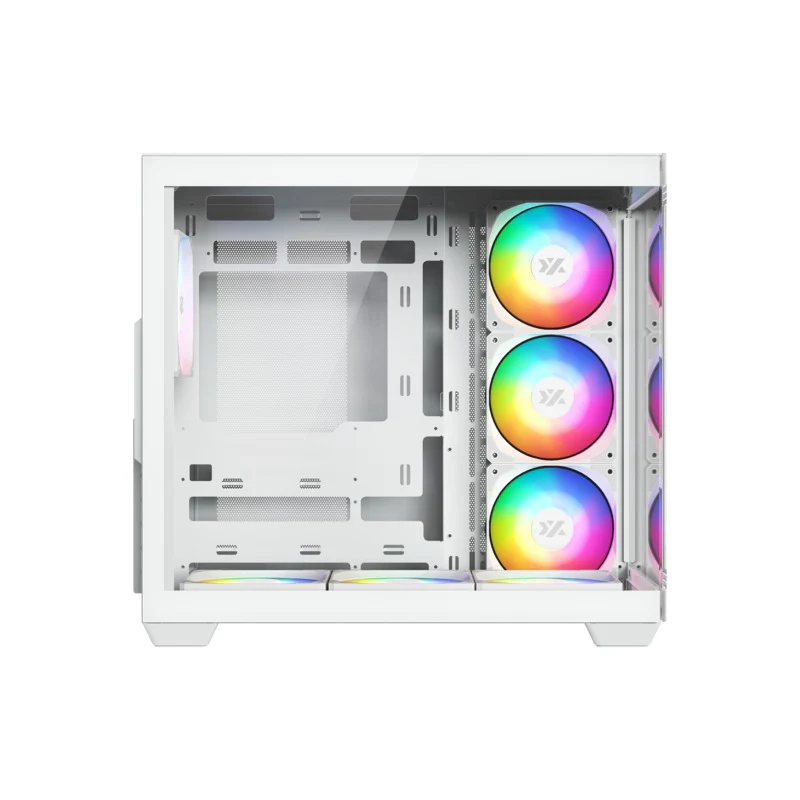 XYZ Tesseract X ATX 2D Glass Panoramic Tempered Glass PC Case with 7 Pre-Installed 120mm Pulsar ARGB PWM Fans (Black, White) - Image 12