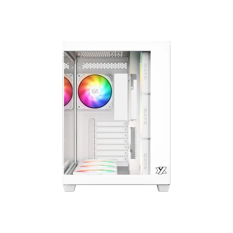 XYZ Tesseract X ATX 2D Glass Panoramic Tempered Glass PC Case with 7 Pre-Installed 120mm Pulsar ARGB PWM Fans (Black, White) - Image 13