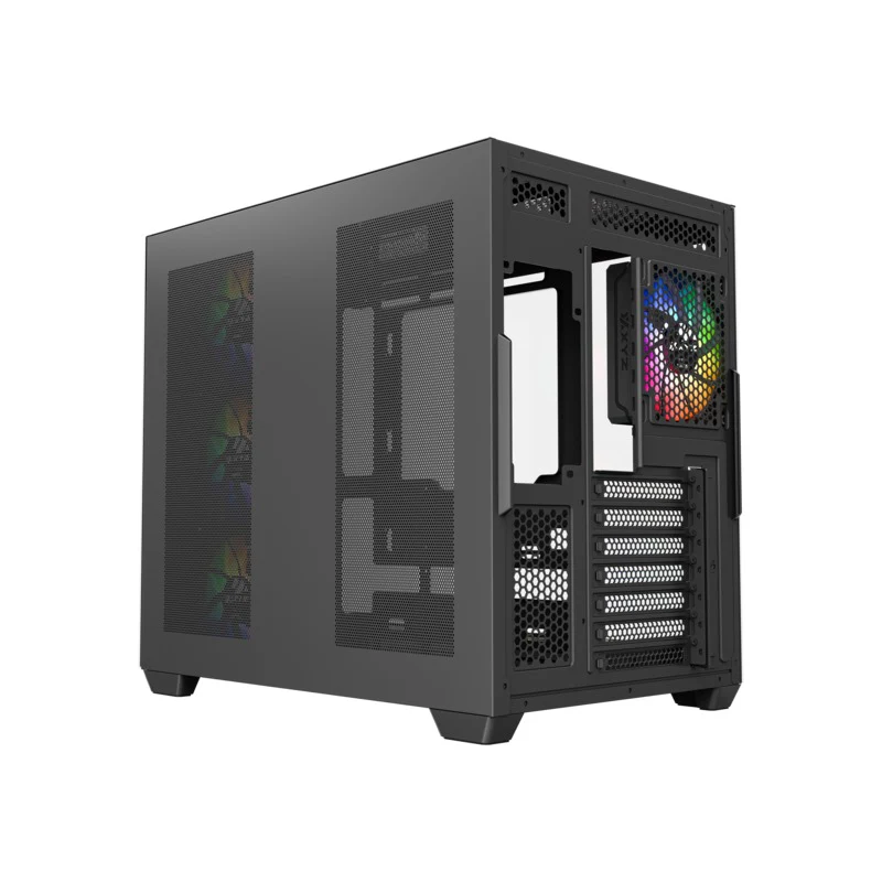 XYZ Tesseract X ATX 2D Glass Panoramic Tempered Glass PC Case with 7 Pre-Installed 120mm Pulsar ARGB PWM Fans (Black, White) - Image 3