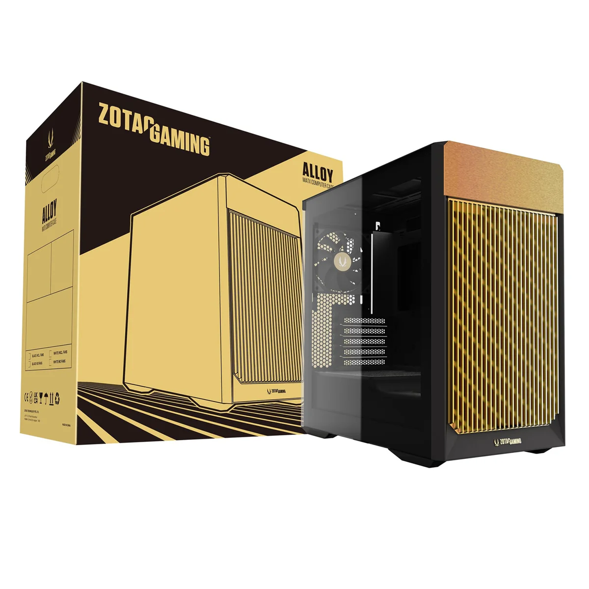 ZOTAC Alloy MATX Gaming PC Case (ZC-MAB3F-01) (Black/Gold, White/Silver) - Image 8