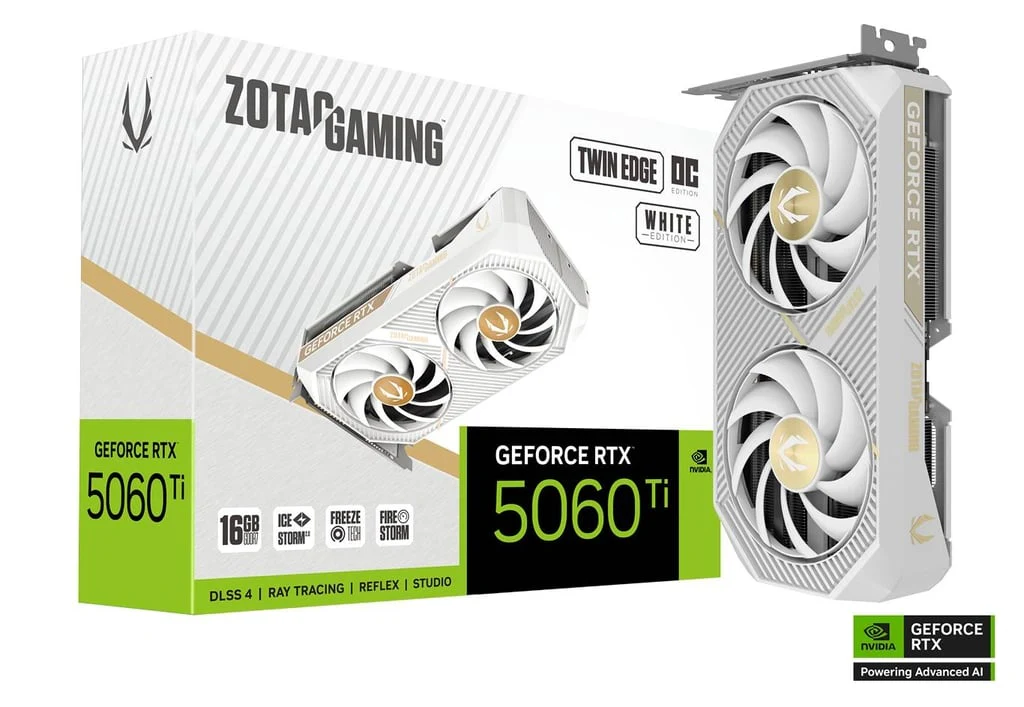 Zotac Gaming GeForce RTX 5060 Ti 16GB Twin Edge OC GDDR7 Graphics Card (White) (ZT-B50620Q-10M) - Image 10